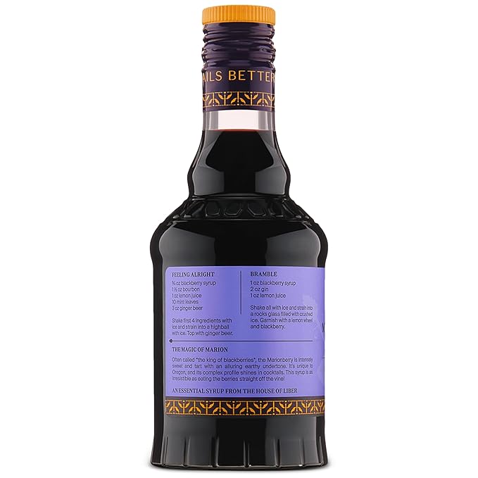 Liber & Co. Marion Blackberry Syrup - Craft Cocktail Mixer with Premium Oregon Marionberries - Perfect for Bramble Cocktails & Margaritas - Makes 25 Drinks (12.7 oz)