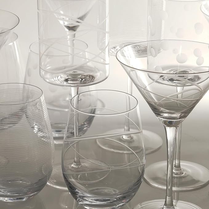 Etched Stemless Wine Glasses for Red or White Wine (Set of 2), 18-Ounces, Large Wine Glasses for Cabernet, Pinot Noir, Burgundy, Bordeaux, Clear, Etched-1