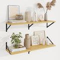 Axeman Deep Floating Shelves for Wall - 36 Inch Wide x 10 Inch Deep Floating Shelves Set of 2 -Oak Wide Wall Shelves for Living Room Bathroom Bedroom