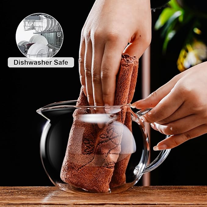 PARACITY Glass Teapot Stovetop 34OZ/1000ml, Tea pot with Removable 18/8 Stainless Steel Infuser, Borosilicate Clear Tea Kettle, Teapot Blooming and Loose Leaf Tea Maker Tea Brewer for Camping, Travel