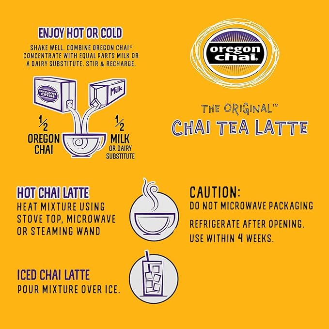 Oregon Chai Organic Spiced Chai Concentrate, 32 Fluid Ounce (Pack of 6)