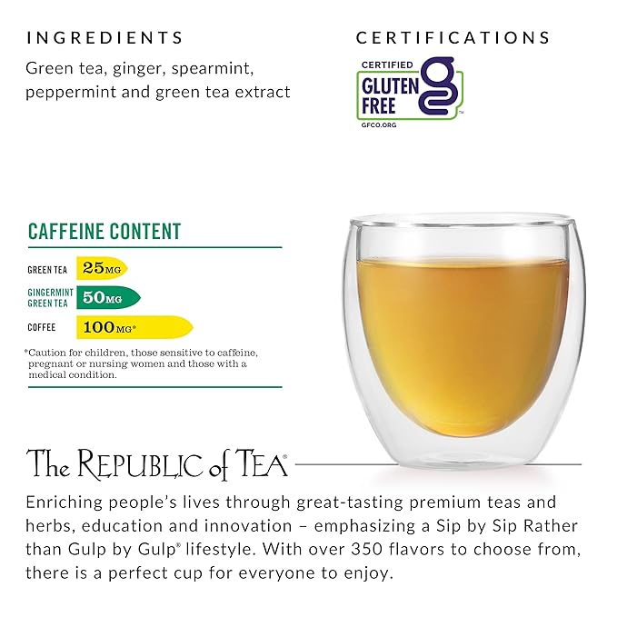 The Republic of Tea — HiCAF Gingermint Green Tea, 50 Tea Bags, High in Caffeine