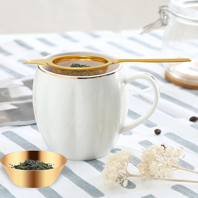 2 pcs 2.2in mini matcha sifter, stainless steel 30 Fine Mesh strainer with Drip Bowl, sieve matcha, loose tea, cocktail, juice, coffee