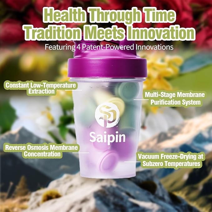 SAIPIN Herbal Tea,3 Assorted Flavors, Jasmine/Rose/Osmanthus Flower,20 Pack,No Additives,Premium Instant Tea with Shaker Bottle,Cold Brew Freeze Dried For Freshness Saipin,3 Seconds Instant,Hot And Cold Soluble,Stress Relieving,Immune Support