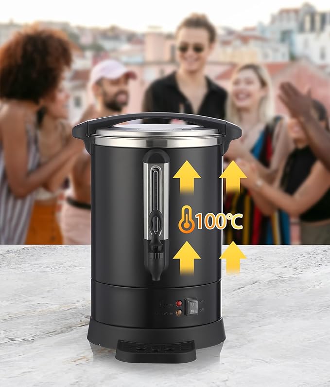 Commercial Coffee Urn,100 Cup 3.7Gal/14L Stainless Steel Coffee Maker - Large Capacity Hot Water Dispenser for Buffet, Catering, Wedding, Church, Event, Double Wall Insulated