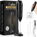 GOCHA | Electric Milk Frother Handheld - Rechargeable Coffee Frother with USB-C & 2 Speeds - Powerful RPM Latte Foam Maker for Cappuccino, Matcha, Hot Chocolate - Includes Stand & Whisk (Black)