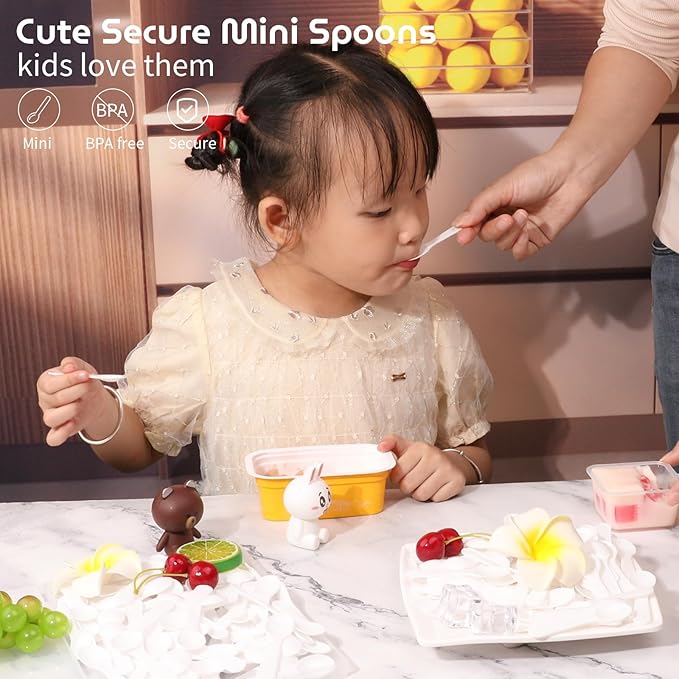 100PCS 3 Inch Mini Tasting Spoons Tiny Plastic Taster Spoon for Yogurt Pudding Jello Shots Ice Cream, Extra Little Sample Micro Spoons (White)