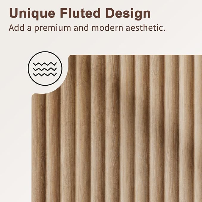 Fluted Buffet Cabinet with Storage Accent Sideboard,Modern Credenza with 2 Doors & Adjustable Shelves,Wood Coffee Bar Table Console for Dining Room Kitchen Living Room Entryway,Natural Oak