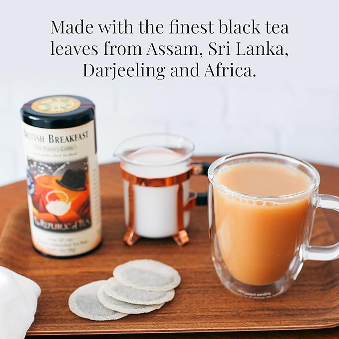 The Republic of Tea British Breakfast Black Tea, 50 Tea Bags, Gourmet Blend, Non-Gmo Project Verified