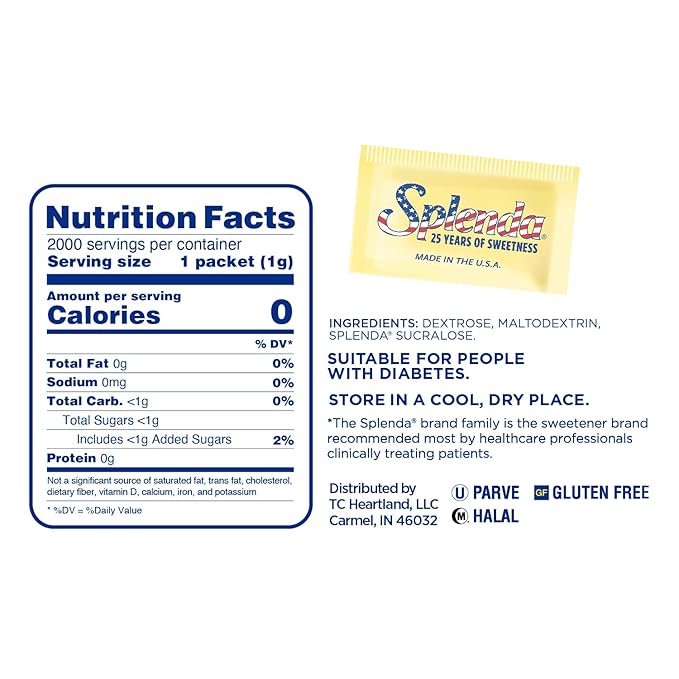 SPLENDA Zero Calorie Sweetener, 2000 Count Packets