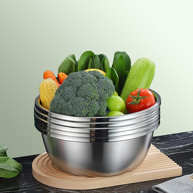 Stainless Steel Salad Bowls 54Oz Large Lightweight Unbreakable Cereal Bowls Set Non-Toxin Dishwasher Safe BPA Free and Healthy (4)