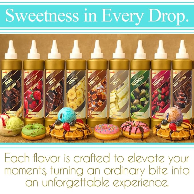 Gulluoglu Topping Sauce – Liquid FonduDessert Sauce, 30.42 fl oz 900g | Squueze Bottle | Perfect for Ice Cream, Cakes & Coffee, Topping (6 pack, Liquid Fondu)