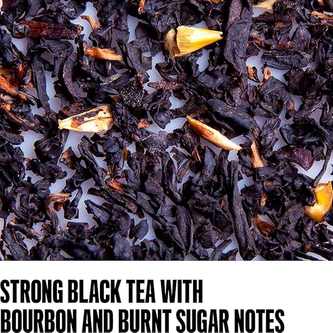August Uncommon Low Country Bourbon Sugar Black Tea – Bold Holiday Tea Tin with Southern-Inspired Flavor – Vegan, Non-GMO, High Caffeine Blend in a Bag Tin Packaging (3.5oz)