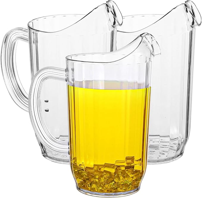 3 Pcs Small Beer Pitchers 45 Ounce Restaurant Pitchers Clear Restaurant Pitcher Jug Large Water Jug Carafe Serve Milk Tea Juice Drink for Parties Container Dispenser Beer Jar(Classic)