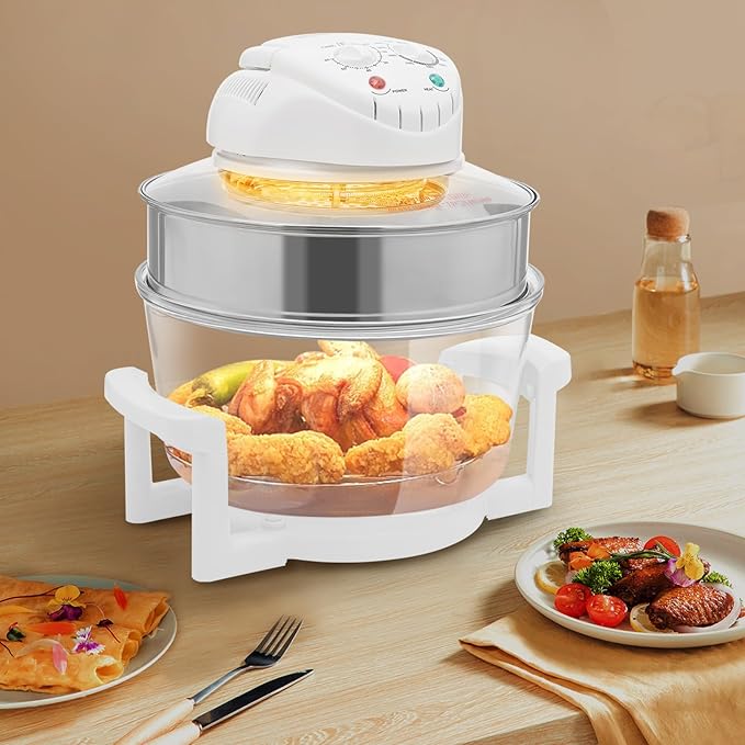 Airy Fryer 17L/17.96QT Electric Glass Broiler Fryers 360° Viewable Oven Electric Cooker, 482℉, Airfryer Oven with 2 Grill, Glass Broiler Fryer for Home, Kitchens, Restaurants