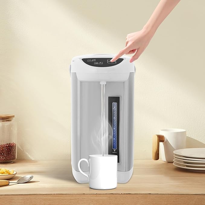 4L Electric Kettle, 135OZ Hot Water Urn Pot Dispenser Electric Tea Coffee Kettle with 3 Water Dispensing Modes, 750W Stainless Steel Boiler Warmer for Home Kitchen (Grey)
