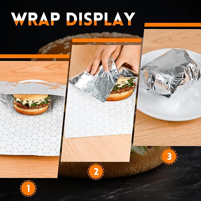 EcoDispose Pre-Cut Insulated Foil Sandwich Wrap Sheets for Hot Food, Grease-Resistant, 10 x 14 Inches, 500 PCS