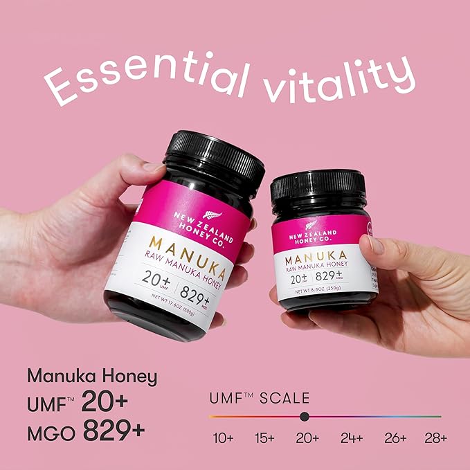 New Zealand Honey Co. Raw Manuka Honey UMF 20+ / MGO 829+ | UMF Certified Raw Medical Grade Honey | 8.8oz
