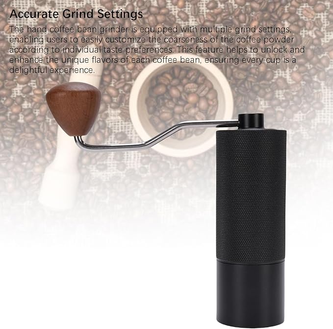 Manual Coffee Bean Grinder, Stainless Steel Handheld Coffee Machine, External Adjustment Scale for Travel