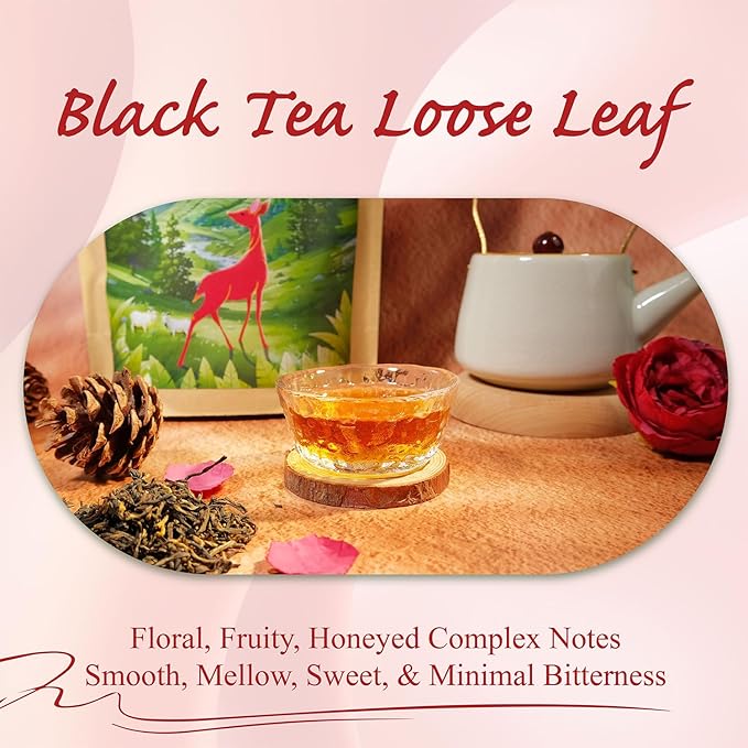 WT WEETEE Yunnan Black Tea Loose Leaf 228g, 110+ Servings Chinese Dianhong Loose Tea, Honey Aroma, Full Bodied, Mellow & Smooth, Energizing & Caffeinated