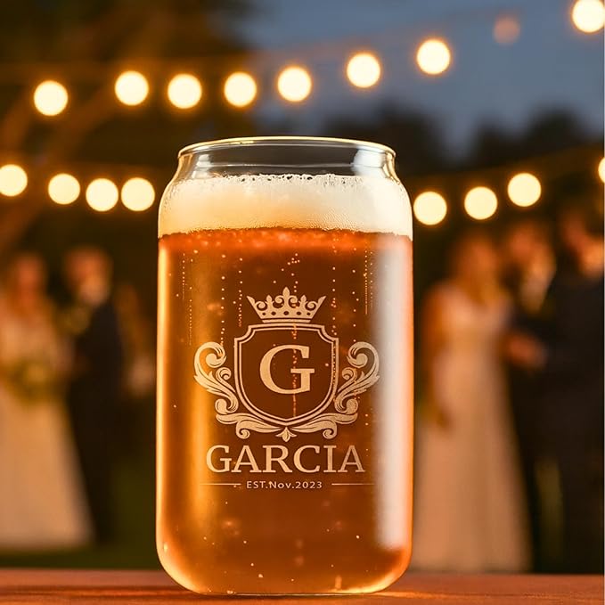 Gifts Inscribed Personalized Beer Can Glass 16 oz – Custom Engraved Pint Glass – Unique Gift for Men, Dad, Groomsmen, Weddings, Birthdays, Father’s Day