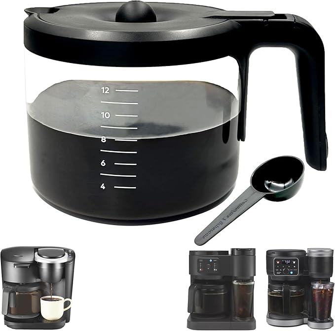 12 Cups Coffee Pot Replacement Compatible for KEURIG K-DUO Essentials 12 Cups Coffee Machine 5000 &5500 and K-DUO G2 K5600 (NOT Compatible with K-Duo 5100 Model) Black Handle