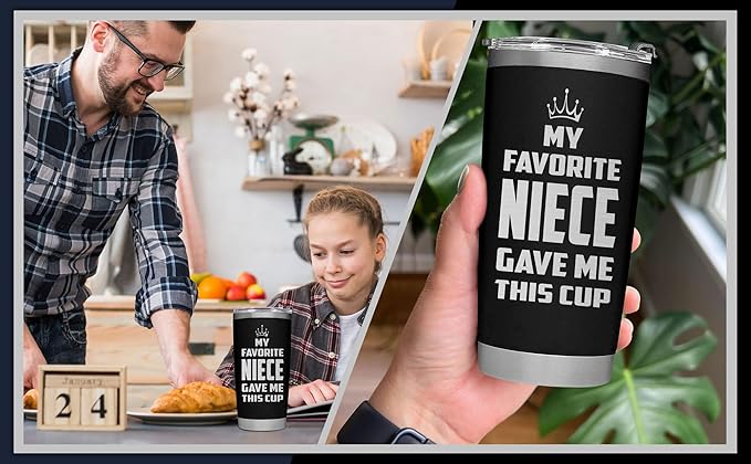 Christmas Gifts for Uncle, Aunt from Niece - Uncle Tumbler - Gifts for Fathers Day, Christmas, Birthday - Funy Insulated Stainless Steel Tumbler 20oz, Black