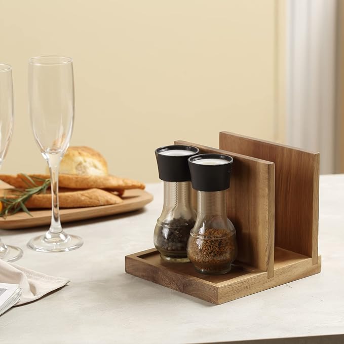 Napkin salt pepper holder Wooden Napkin Holder for Salt and Pepper Shakers Caddy,Suitable for Kitchen, Restaurant, Bar, Office, Parties, Home Décor