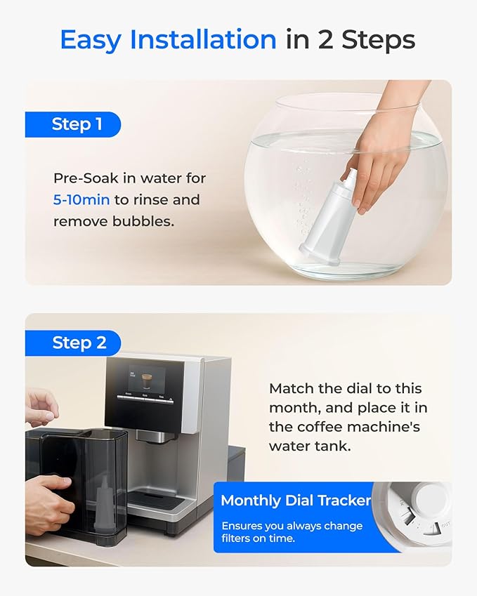 Waterdrop Coffee Filter, Replacement for Breville® Water Filter, Breville® Express Espresso Machine Water Filter, Breville® Barista Touch, Oracle® Touch BES990, TÜV SÜD Certified, 4 Packs