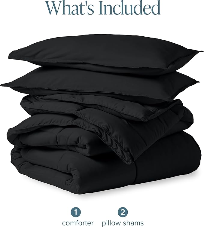 Bare Home Comforter Set - Oversized King Size - Ultra-Soft - Goose Down Alternative - Premium 1800 Series - All Season Warmth (Oversized King, Black)
