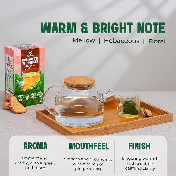 VieTreasures Sleep Herbal Tea with Moringa & Ginger – 40 Tea Bags | Supports Relaxation, Digestion & Wellness | Sophora, Pagoda Flower & Stevia Blend | Caffeine-Free Sleep & Detox Tea, 2.8oz