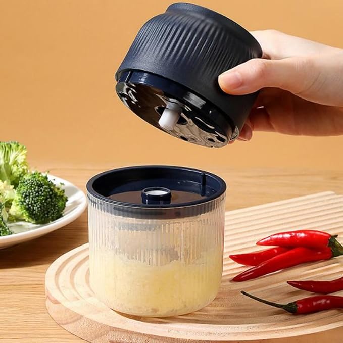 Electric Garlic Chopper,Mini Portable Veggie Choppers, 250ml Portable Electric Mini Food Chopper with 4 Sharp Blade, Cordless Food Processor for Ginger (Blue)
