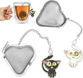 Cute Cat Tea Infuser Ball for Loose Leaf Tea - 2 Pack Stainless Steel Tea Steeper with Chain, A gift for tea lovers (2, Big Eyed Cat)
