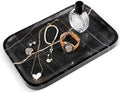 Koville Marble Tray, 12"x8" Marble Vanity Tray for Bathroom Kitchen Countertop, Rectangular Stone Tray for Cosmetics Perfume Trinket, Decorative Catchall Trays (Black)