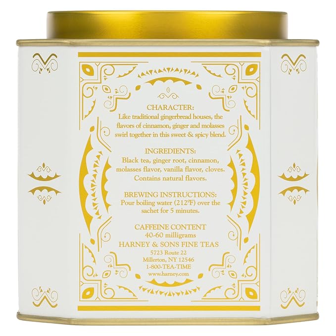 Harney & Sons Gingerbread Tea, 30 Sachets of Gingerbread Festival, a Black Tea with Ginger & Cinnamon