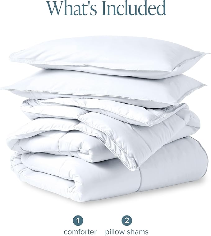 Bare Home Comforter Set - Super King Size - Ultra-Soft - Goose Down Alternative - Premium 1800 Series - All Season Warmth (Super King, White)