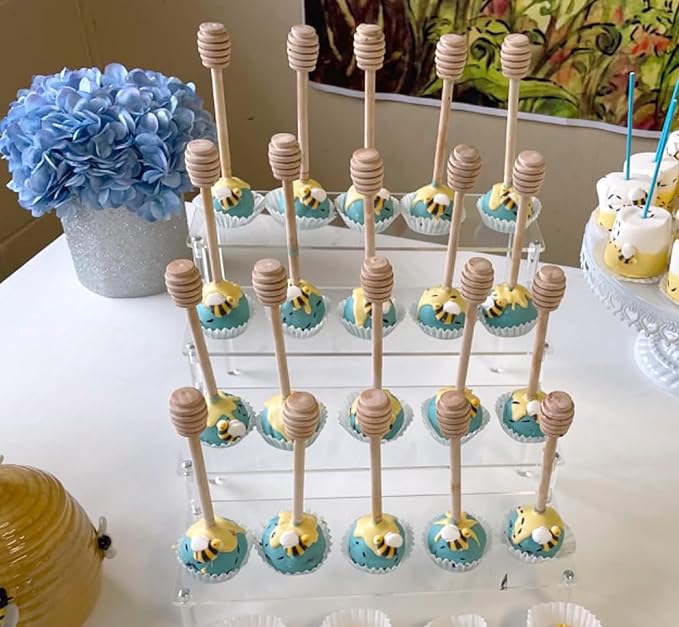 6 inch Wooden Honey Mixing Stirrer Dipper Stick 40pcs Collecting Dispensing Drizzling Honey Spoon Dipper Jam Portable Wedding Party Gift (40, 6Inch)