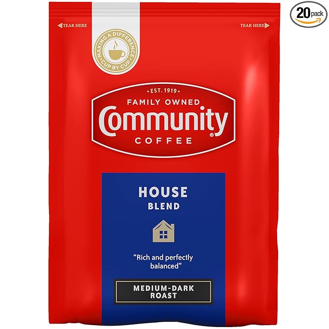 Community Coffee House Blend, Medium-Dark Roast Pre-Measured Coffee Packs, 3.0 Ounce Each (Box of 20)