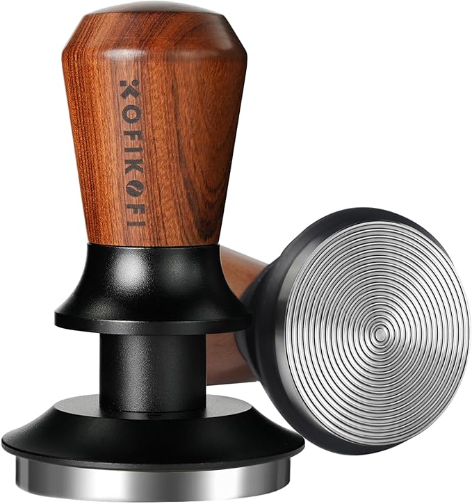 51mm Espresso Tamper, Coffee Tamper with 30lbs Spring Loaded, Barista Espresso Coffee Tamper with Stainless Steel Ripple Base and Rosewood Handle Fits for All 51mm Espresso Machines