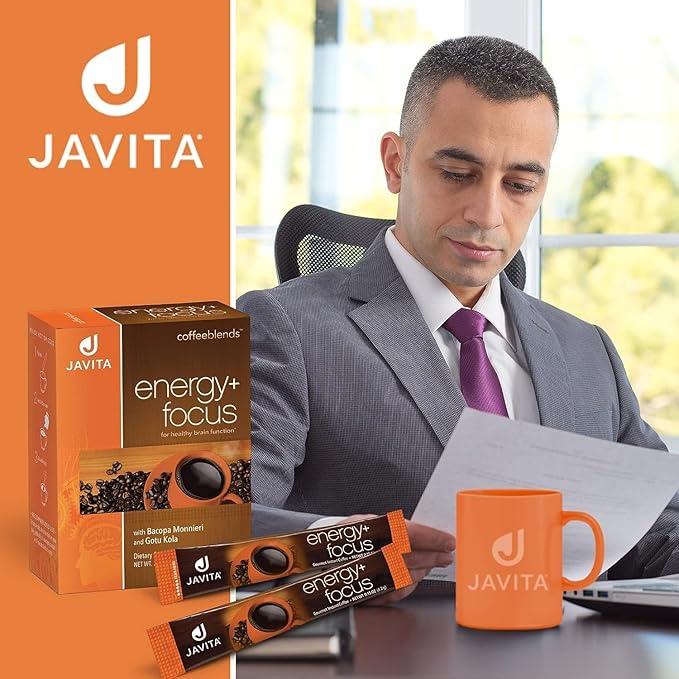 Energy + Focus Instant Coffee by Javita – Premium Arabica with Adaptogens – Clean Energy & Mental Clarity Support – Convenient Functional Coffee Mix (1 box/24 serv.)