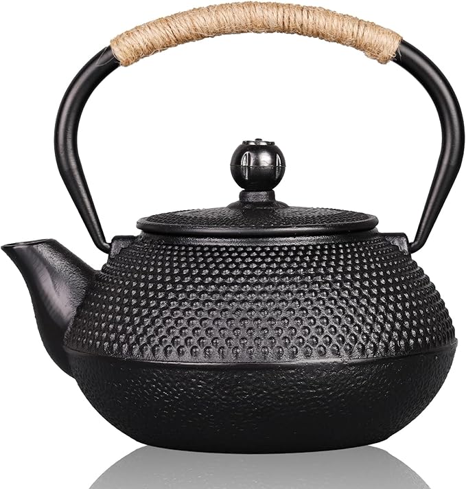 PARACITY Cast Iron Teapot Japanese Tetsubin Coated with Stainless Steel Infuser, Stovetop Tea Kettle for Boiling Hot Water Tea, Mothers Day Gifts from Daughter/Son 30.5 OZ /900 Ml