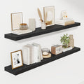 Fun Memories 55 Inch Floating Shelves for Wall, Fireplace Mantel Shelf with Invisible Heavy Duty Bracket, 8 Inch Deep Storage Shelf for Living Room, Kitchen, Farmhouse, Black (2-Pack)