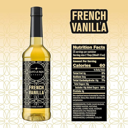 "NEW" Café Le Rou French Vanilla Classic Syrup - 25.4 oz, 1 Pack with 1 Gold Pump Dispensers 25.4 Fl Oz (Pack of 1)