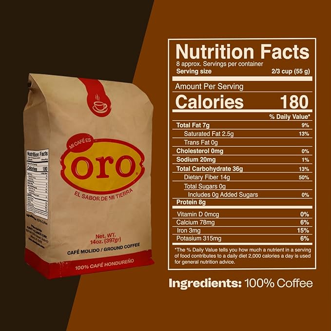 Mi cafe es ORO – Ground Coffee 100% Honduran Dark Roast; Exotic Flavor; Smooth Aroma; Ideal for Drip Coffee, Espresso, or French Press Brewing – Freshly Packed Coffee Bags – 14 Oz | 3-Pack