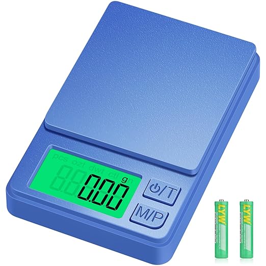 1000g/0.1g Pocket Gram Scale, Diyife High Precision Digital Kitchen Scale, LCD Display, 7 Units with Tare Function, Suit for Jewelry, Powder, Ounces, Blue