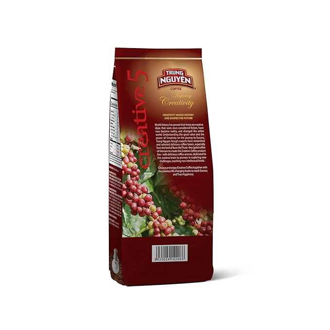 TRUNG NGUYEN COFFEE Creative 5, Ground Coffee, 100% Arabica, 8.8 Ounce, Medium Roast, Bright and Flavorful