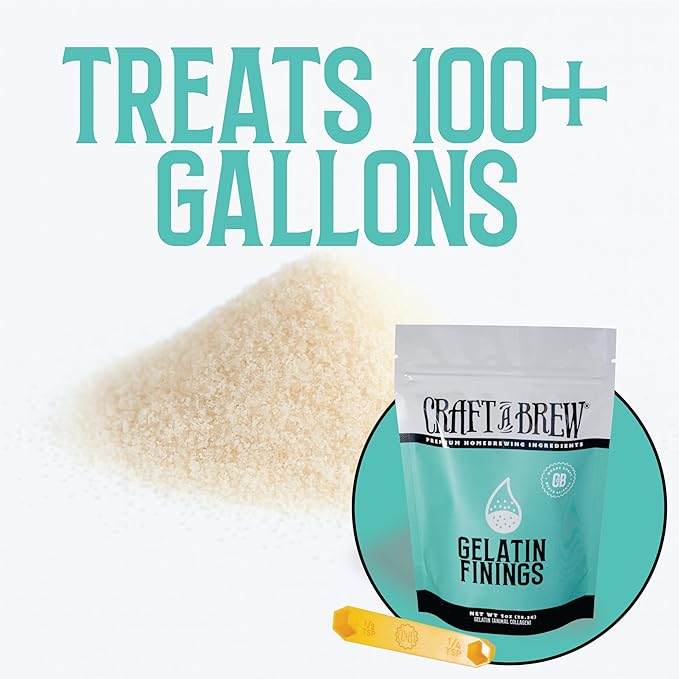 Craft A Brew - Gelatin Finings - For Wine & Beer Brewing - Reduces Haze & Cloudiness - Effective Clarifier - 1 oz Package