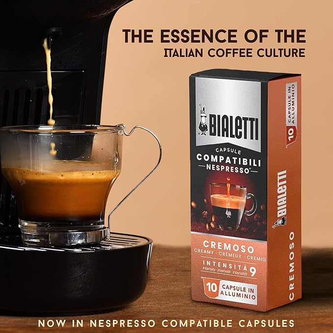 Bialetti Aluminum Nespresso Compatible Capsules - 100 count CREMOSO Espresso Pods compatible with Nespresso Machines