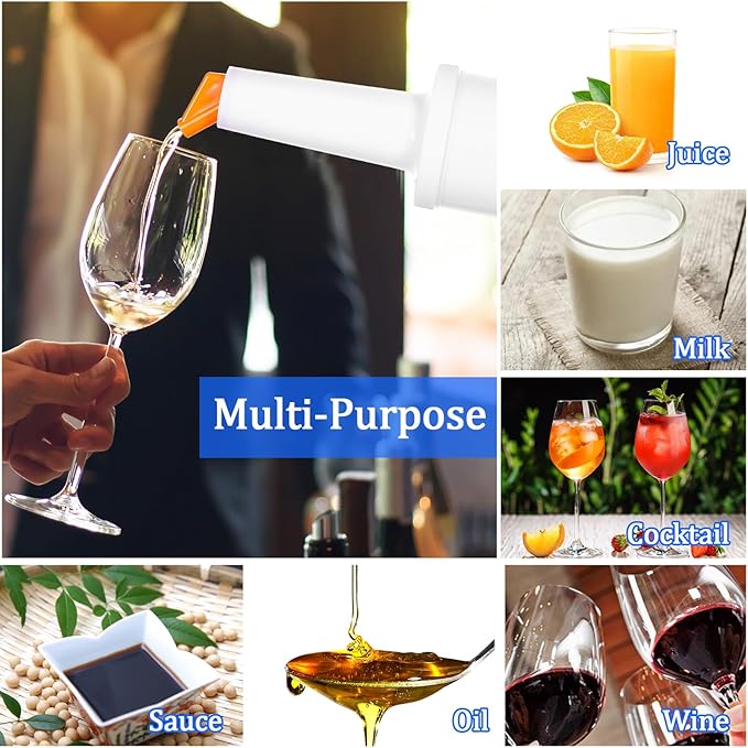 6-Piece Professional Bar Juice Pour Bottles Set - 0.9 Quart Juice Pourers for Bartending, Store and Pour Containers for Bar with Leakproof Spouts (Multicolor, 3.7x13 Inch, PP Plastic)