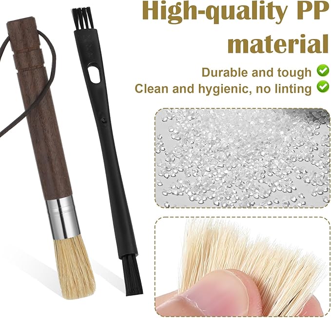 2 Pack Espresso Machine Brush Cleaner Tool Coffee Grinder Cleaning Brush Barista Wood Dusting Brushes Coffee Bar Accessories with Hanging Loop for Wood Handle Coffees Machine Toaster Home Kitchen